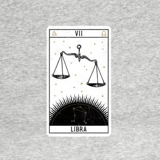 Libra Distressed Goth Tarot Zodiac Sign T-Shirt